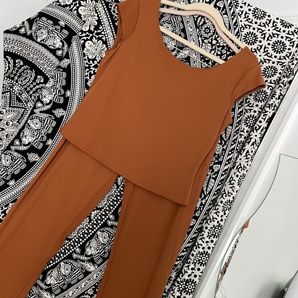 LAUNDRY BY SHELLI SEGAL NUTMEG NYLON SPANDEX TOP AND PANTS - Picture 11 of 14